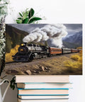 Steam Locomotive Train Canvas Wall Art for Living Room and Bedroom Decor, vintage landscape print with framed style.