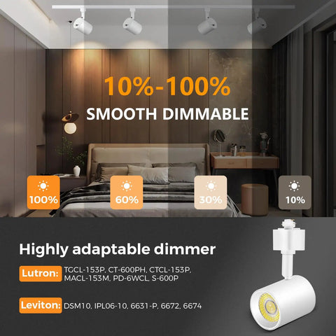 Five Color Adjustable Eight Light LED Track Lighting Kit With Six Point Six Foot H Type Rail Dimmable Kitchen Ceiling Spotlight Fixtures For A Dope Modern Look CRI90 Plus 10W 800lm Track Heads