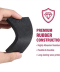 Close-up of Six Piece Square Heel Repair Pads One Quarter Inch Thick Non Slip Rubber Soles For Boots And Shoes In Three Styles