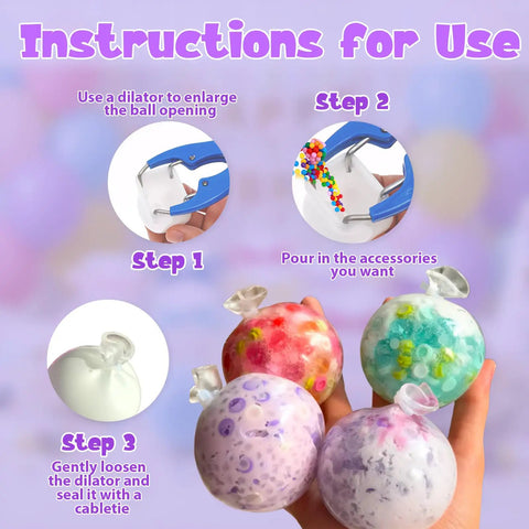 Instructions for using All In One Squishy Making Kit With Heavy Duty Expander Clamp TPR Skins 15 Cable Ties for DIY