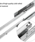 Heavy-Duty Two-Section Drawer Slides Set Made From Cold Rolled Steel Rust-Resistant Thickened Rails With Silent Buffer Soft-Close Mechanism Great For Cabinet And Closet Drawers Smooth Glide Long-Lasting Durability, cold-rolled steel drawer slides with mounting holes