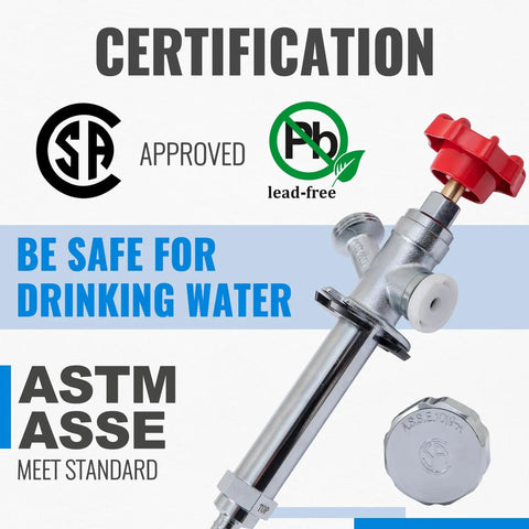 Frost Free Sillcock With Anti Siphon Hydrant For Outdoor Use 12 Inch Three Quarter Inch Hose Bibb To One Half Inch Push Adapter No Lead Brass Valve Certification Image