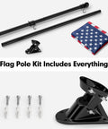 Flag Pole Kit For House Exterior With 5 Foot Heavy Duty Steel Pole And 3 By 5 Embroidered USA Flag, No Fuss Easy Install