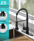 Pull Down Kitchen Faucet With LED Light And Sprayer Single Handle 1 Or 3 Hole Install Deck Plate Included Farmhouse Style Sink Tap