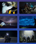 Rechargeable Headlamp with Motion Sensor, Beastly Bright 1200 Lumens in various outdoor settings for hiking and camping