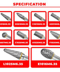 10-piece tungsten carbide burr set with 1/4 inch shank; double-cut rotary burrs for steel and wood working