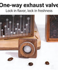One Way Degas Valve for Solid Wood And Glass Coffee Bean Jar, enhances freshness retention for brewed coffee.
