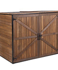 Outdoor Storage Cabinet And Trash Can Shed With Metal Frame And Solid Wood Panels Durable Garden Organizer For Garbage Cans Tools And Accessories 50 Inches Long 27.6 Inches Deep 41 Inches High With 2 Removable Shelves And 4 Adjustable Heights