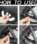 Four Pack Tire Valve Stem Caps For Cars SUVs Trucks Bikes And Motorcycles Universal Fit Red Protect Valves From Water Dust And Sand With Easy Hand Tightening Durable Exterior Caps That Add Style To Your Wheels shown being used