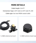 NMO Antenna Lip Hatchback Mount Bracket With Through Hole Fixed Cap for Vehicle Ham Radio, with UHF PL259 male connector.