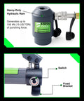 Hydraulic Knockout Punch Set 1/2 To 4 Inch, 15-Ton Capacity showing heavy-duty hydraulic ram and switch close-up