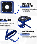 Close-up of Detachable Universal Motorcycle Stand With Anti-Skid Support, showing anti-skid rubber top and heavy-duty design.