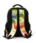 Mixed Berry Vine Watercolor Printed Unisex Backpack back view, polyester, adjustable straps, ideal for school work travel and everyday carry