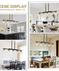 Top Notch Five Light Dining Room Fixture Featuring Clear Glass Shades in a modern kitchen setting.