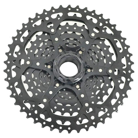 Beefy Wide Ratio 10-Speed MTB Cassette 11-46T Black For Smooth Shifting, 11-13-15-18-21-24-28-34-40-46T Cogs, Durable Steel Build