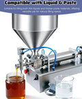 No Sweat Precision Filling With This Semi Automatic Horizontal Paste Liquid Filling Machine Featuring Pneumatic Cream Lotion Oil Shampoo Dispenser And Foot Pedal Control At Home Or Shop pouring liquid into a jar.
