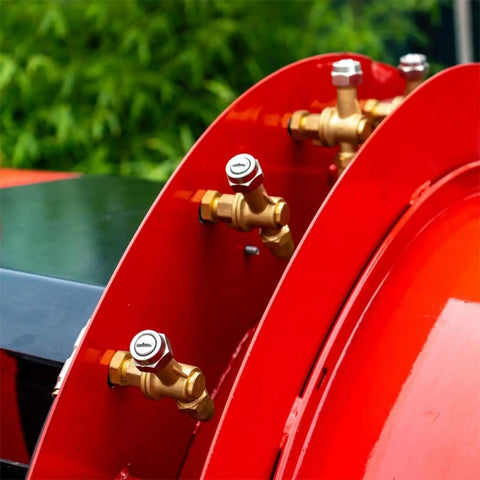 Detail of brass valves on Remote Control Tracked Sprayer Crawler Robot With Precision Tank And Efficient Motor.