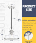 kudos 11 Inch Brushed Nickel Clear Striped Pendant Light, KDPL13-BN-C size chart with height and diameter measurements.
