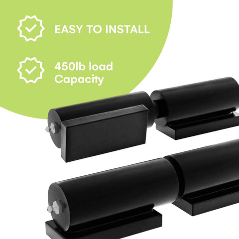 Close-up of 5 inch barrel 450 lb capacity heavy duty gate hinges for metal and retractable driveway gates, weldable stainless steel hardware.
