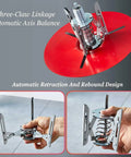 Heavy Duty Wire Spool Rack On Wheels Built Tough With Multi Axis Cable Caddy Dispenser, close-up of spring mechanism and linkages.
