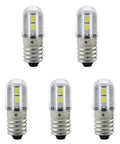 Top Tier Dope E10 LED Light Bulbs 5 Pack 6V Cold White 6500K showing five miniature screw base replacement lamps.