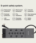 Dope 12 Outlet Surge Protector Power Strip With 8 Foot Flat Plug For Home Office Travel UL Listed Heavy Duty Extension Cord 3940 Joules Of Protection And Charge Multiple Devices At Once with 9-point safety system