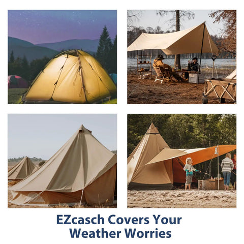 Durable Tough As Nails Canvas Tarps 6x8 Feet Waterproof Tarpaulins with tents and camping setup in various outdoor settings