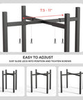 Adjustable Water Filter Stand With 10 Inch Lift showing adjustable width and screws for setup, image of steel frame.