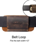 Close-up of Leather Knife Sheath Handmade Holster for Belt Horizontal Carry EDC Pocket Organizer for Men Size S, dark brown belt loop.