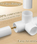 12 Pack 1 Inch PVC Fittings 4 Way Cross For Sch40 PVC Pipe Furniture Grade UV Resistant Garden Shelf Greenhouse DIY Projects