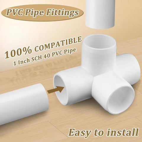 12 Pack 1 Inch PVC Fittings 4 Way Cross For Sch40 PVC Pipe Furniture Grade UV Resistant Garden Shelf Greenhouse DIY Projects