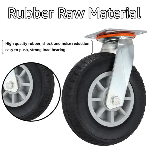 8 Inch Heavy Duty Caster Wheels Set Of 2 With 360 Degree Swivel And 3000 Lbs Load Capacity Thermoplastic Rubber Wheels On Galvanized Steel Plate Quiet Rolling And Floor Friendly Ideal For Cart Furniture And Workbench
