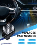 Blower Motor Resistor And HVAC Replacement For Select 2007 To 2013 Chevy Silverado Suburban Tahoe Camaro Equinox GMC Sierra Yukon Buick Cadillac Dodge Chrysler Opel Replace 15141283 13598134 displayed with car dashboard background