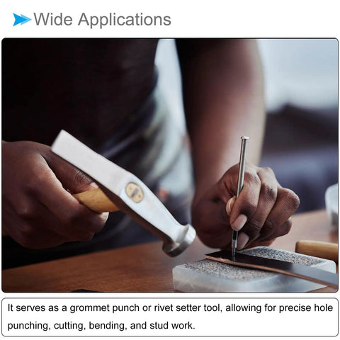Person using Handy Leather Hole Punch Tool With 0.8mm Hole Diameter And 6mm Shank, Durable Steel Round Punch And Rivet Setter for leatherwork