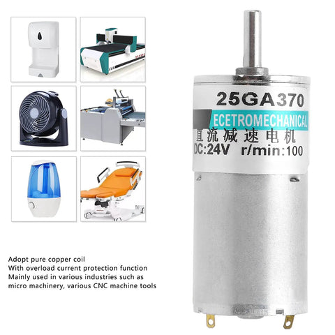 XD-25GA370 DC Gear Motor With Metal Gearbox and application images for robotics and small automation tools.