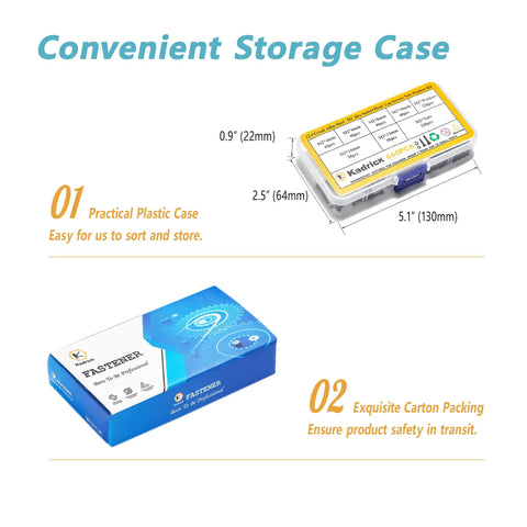 Convenient storage case for Metric Screw Kit 660 Pcs M2 Hardware Set with plastic and carton packaging details.