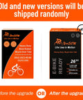 Packaging for Heavy Duty 26 Inch Bicycle Inner Tubes 26x2.10 To 26x2.40 AV32mm Schrader Valve 52/62-559 showing old and new design