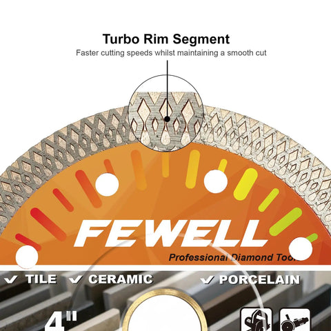 Ultra Thin 4 Inch Porcelain Diamond Tile Blade Turbo Mesh Rim X Teeth For Clean Fast Cuts 3 Pack 1.2mm Thick 10 mm