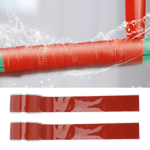 Heavy Duty Waterproof Tape To Fix Leaks Fast Duct And Plumbing Repair Tape Outdoor Adhesive Sealant Silicone Rubber Red Leak Stopper Weatherproof Patch Tape 2X2 Inch installed on pipe