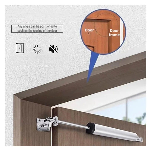 Automatic Door Closer With Adjustable Speed And Quiet Mute, Protective Holder, Pneumatic Soft Close System For Indoor Doors, Supports Up To 35Kg