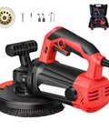 Heavy Duty Angle Grinder And Concrete Polisher With Dual Handle And 6 Speed Settings For Crushing Tile Like Butter Straight Up Badass Electric Wall Sander With 5 9 Inch Diamond Disc Yielding Slick Floor Finishes On Demand close up of power tool with a brush disc and tool accessories.