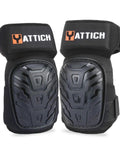 Pair of black Heavy Duty Work Knee Pads With Soft Gel Core And Durable EVA Foam Padding, featuring PVC caps and adjustable straps.