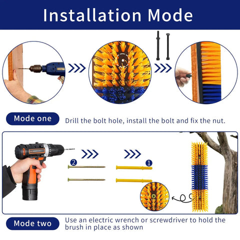 Dope Livestock Scratch Brush Set With 8 Screws For Cattle Horses Sheep And Pigs Back Grooming Massage Tool Yellow 2 Pack, installation mode