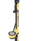 High Pressure Bike Floor Pump for Precision Inflation, Steel Barrel, 160 PSI, 3 Inch Analog Gauge, TwinHead DX5 Pump Head, yellow-black