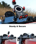 Beefy Metal Motorcycle Fork Stem Mount Base With 1 Inch TPU Ball For Stem Holes 12mm To 25.4mm installed on a motorcycle