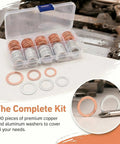 Oil Drain Plug Crush Washer Kit 100 Piece Set Copper And Aluminum Universal For Cars And Sedans M10 M12 M14 M16 M18