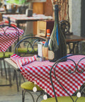 Red checkered tablecloth with 24 Piece Teardrop Tablecloth Weights With Marble Pendant Stones And Metal Clips For Outdoors