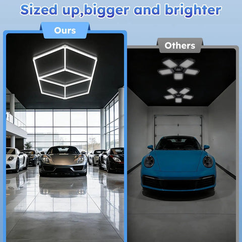 Large Hexagon Diamond LED Ceiling Lights For Garages, Shops, Offices, And Auto Repair Bays, Bright Even Illumination