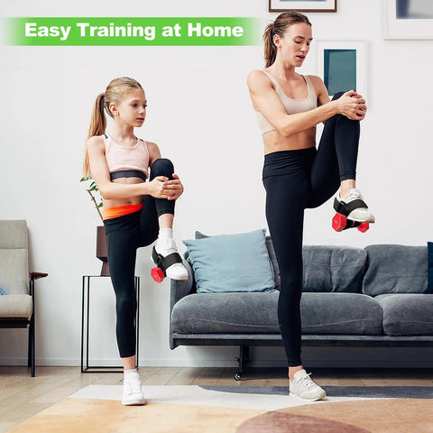 Mother and daughter using Adjustable Ankle Weights Foot Attachment For Leg Workouts Portable Home Gym Gear in living room