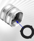 Four Pack Garden Hose Adapters Kit Three Quarter Inch Stainless Steel Double Male and Double Female Swivel Connectors With Washers For Leak Free Water Hose Setup, washer detail
